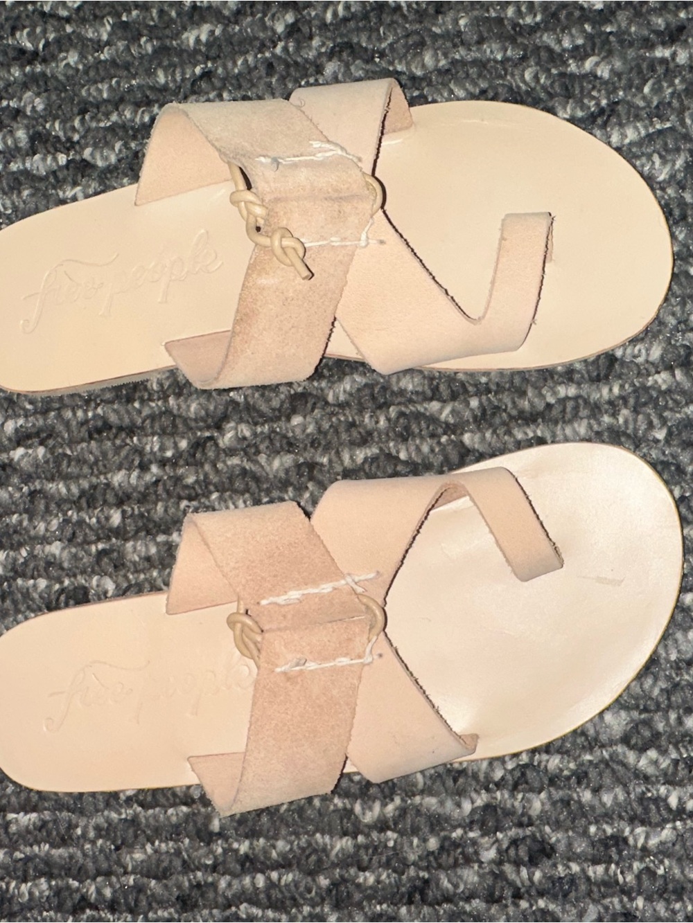 Free People Women’s Neutral Suede Slide Sandals - Beige